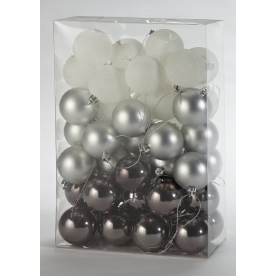 Argos Home Winter's Cabin Silver Baubles - 48 Pack