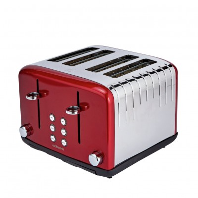 COOKWORKS METAL PYRAMID 4SL TOASTER RED