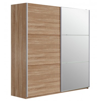 Habitat Holsted Mirror 200cm Sliding Wardrobe - Oak Effect