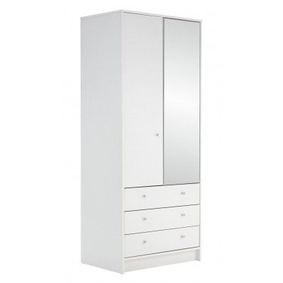Argos Home Malibu 2 Door 3 Drawer Mirror Wardrobe - White