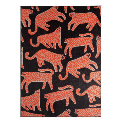 Habitat Cheetah Print Orange & Charcoal Flatweave Rug
