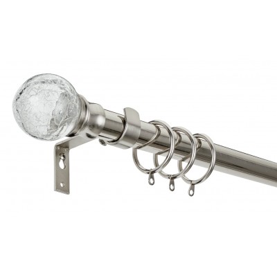 Argos Home Ext Metallic Crackle Ball Curtain Pole - Silver