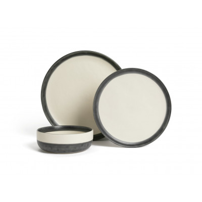 Habitat Stripe 12 Piece Stoneware Dinner Set - Multicoloured