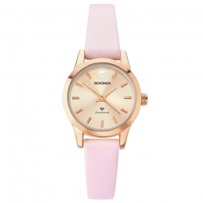 SEKONDA L BLUSH PINK LEATHER WATCH