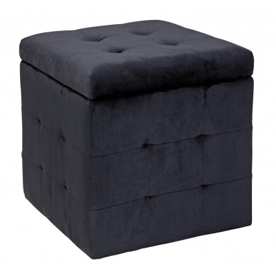 Argos Home Small Velvet Ottoman - Black
