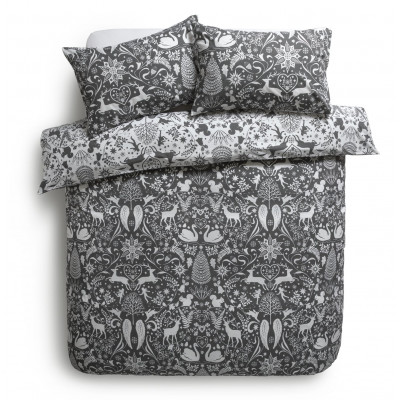Habitat Grey Scandi Winter Christmas Bedding Set - Single