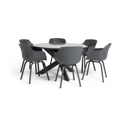 Habitat Aegaen 6 Seater Metal Patio Set - Grey