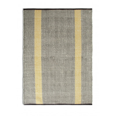 Habitat Stripe Grey & Gold Wool Flatweave Rug - 200x140cm