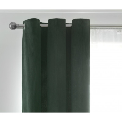 Habitat Cord striped Lined Eyelet Curtains - Forest Green