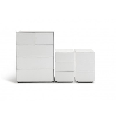 Habitat Mayfair 2 Bedside & 3+2 Drawer Chest Set-White Glass