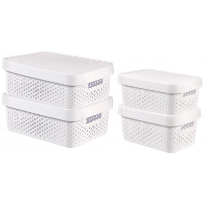 Curver Infinity Dots Set of 4 45 and 11 Litre Boxes - White