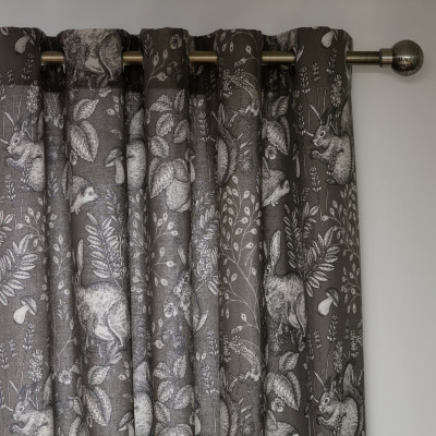 Habitat Forest Print Fully Lined Eyelet Curtains - Grey