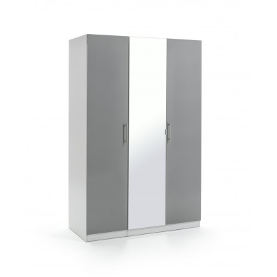 Habitat Munich 3 Door Mirror Wardrobe - Grey Gloss